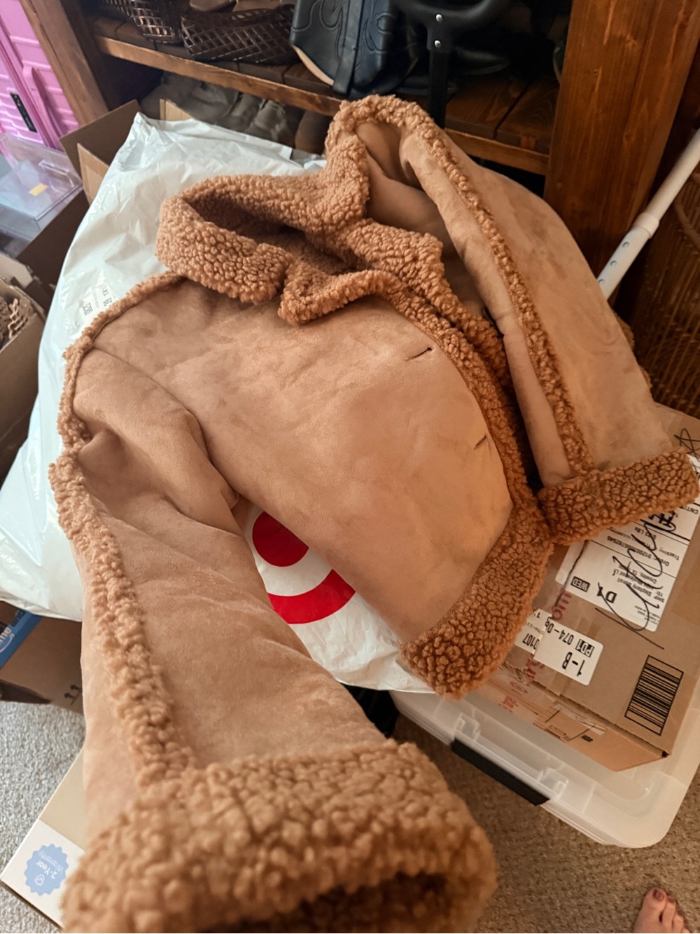 wild fable Faux Shearling Puffer Jacket in Tan